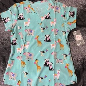 Maevn animal print small scrub top